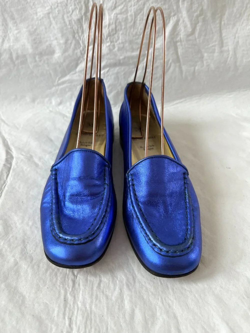 Bruno Magli loafers metallic blue leather EU 39 US womens 9 slip on shoes